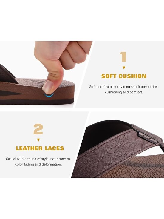 Men\'s Coffee Brown Yoga Mat Flip Flops Slip On Indoor Outdoor Sandal Slipper main image 7